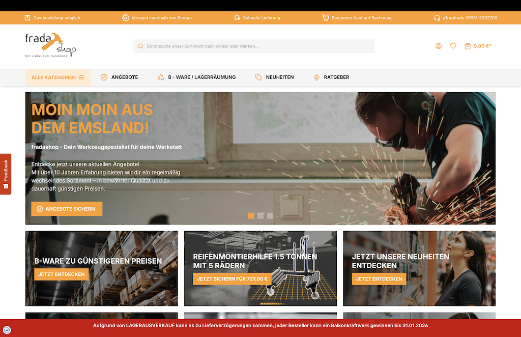 Fradashop.de Wartung